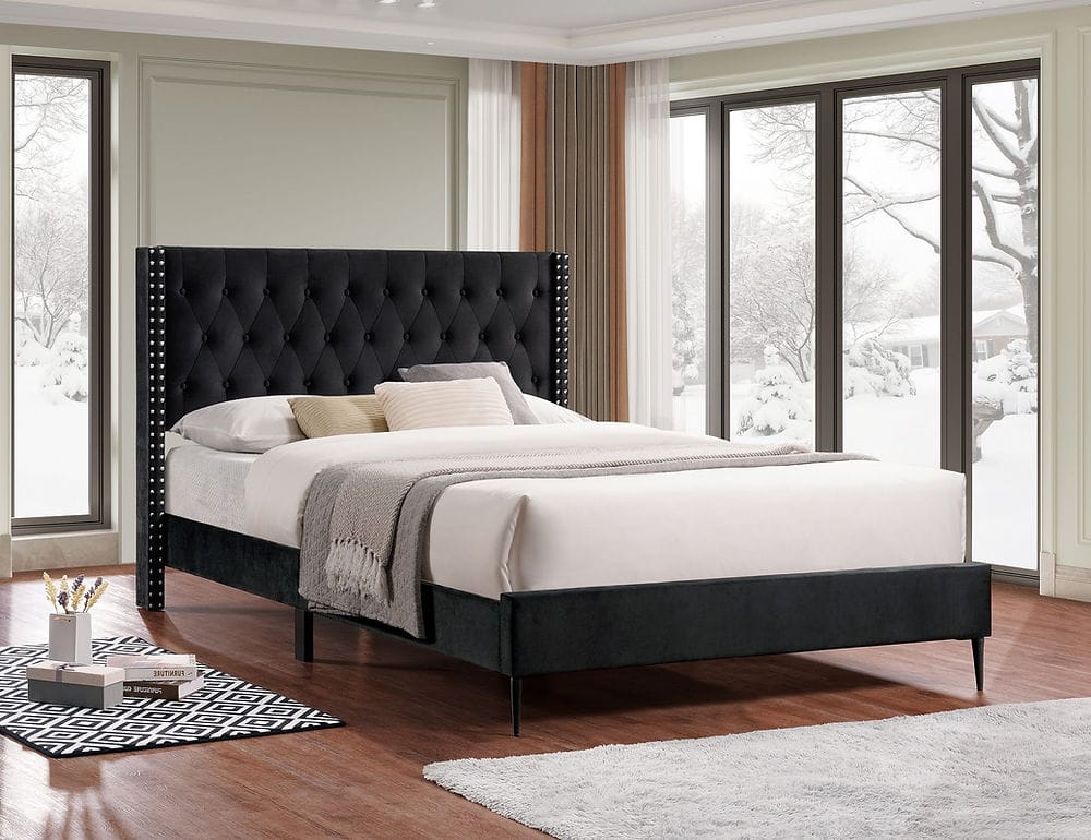 Luxe Short Headboard Black King Size Bed | Sleepcomfy