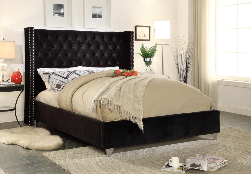 Luxe Black Queen Bed – Contemporary Design with Free Shipping Sleep comfy