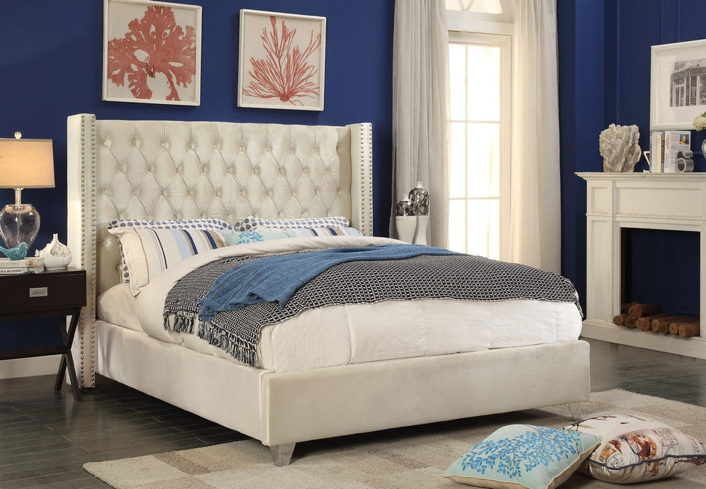 Luxe Cream Queen Bed – Contemporary Design with Free Shipping Sleep comfy