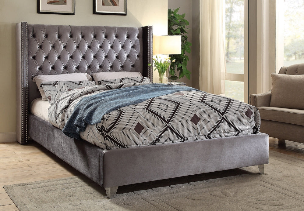 Luxe Grey Queen Bed – Contemporary Design with Free Shipping Sleep comfy