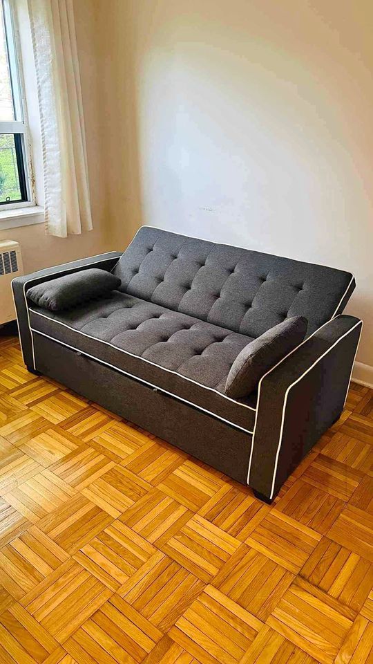 black Convertible Sofa Bed with Pull-Out Sleeper