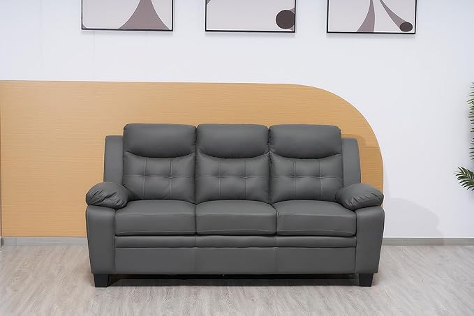 Grey Bonded leather 3+2+1 Seater sofas set for living room