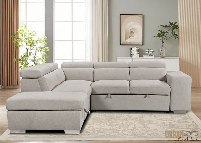 Convertible Sleeper Sectional Sofa with Storage Ottoman, Pull-Out Bed &amp;amp; Hidden Stools Sleep comfy