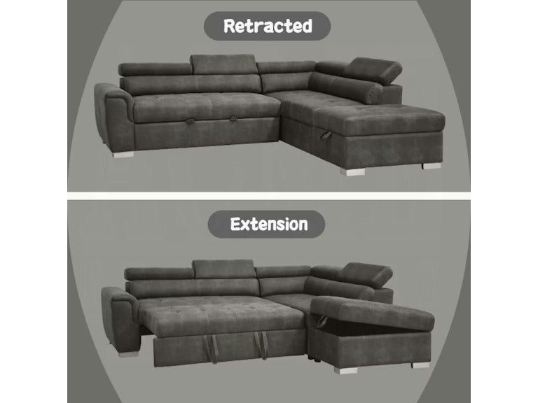 Convertible Sectional Sofa Bed with Storage Ottoman,