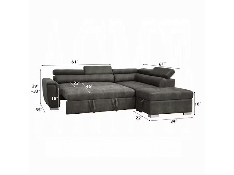Convertible Sectional Sofa Bed with Storage Ottoman,
