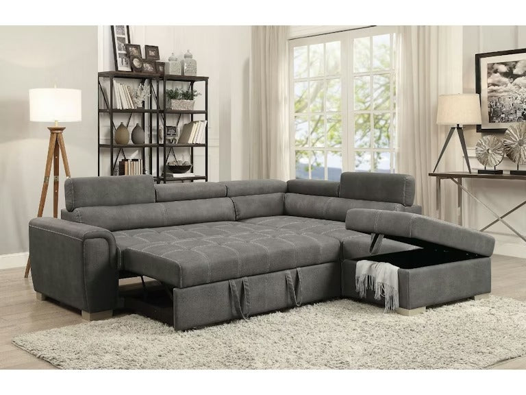 Convertible Sectional Sofa Bed with Storage Ottoman,