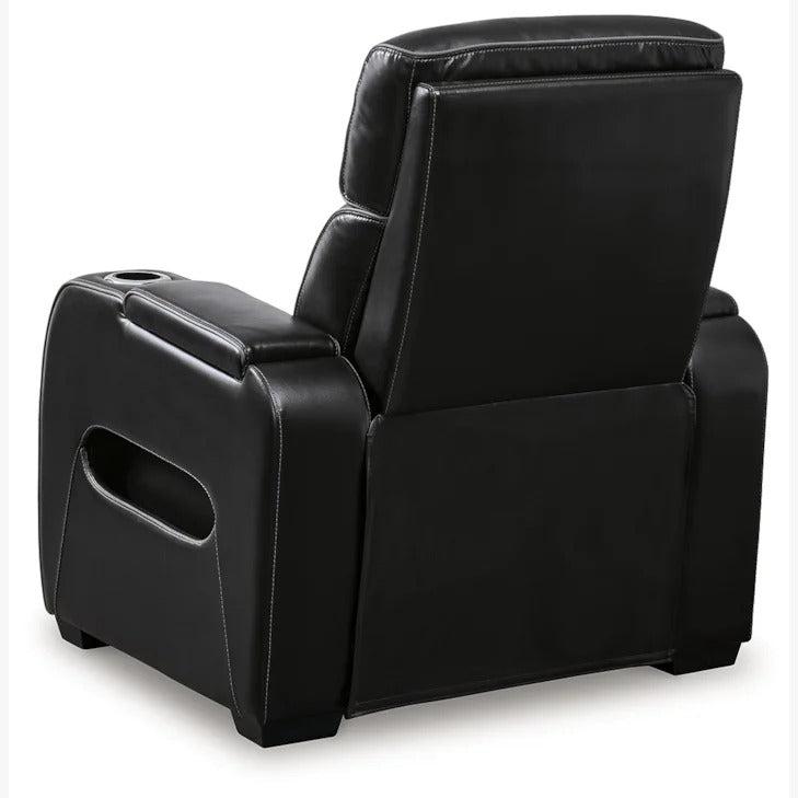 Black Leather Power Reclining Living Room Set with Adjustable Headrest