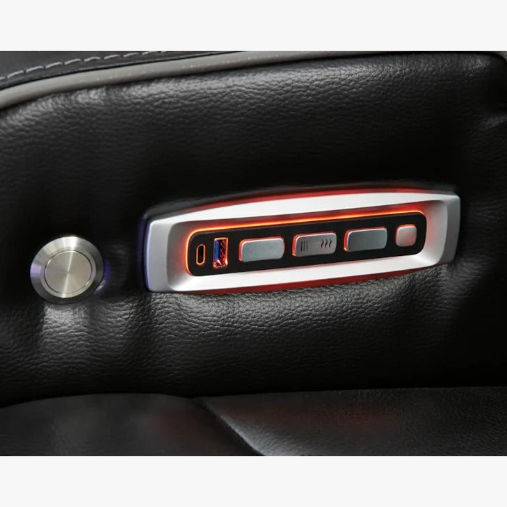 Black Leather Power Reclining Living Room Set with Adjustable Headrest