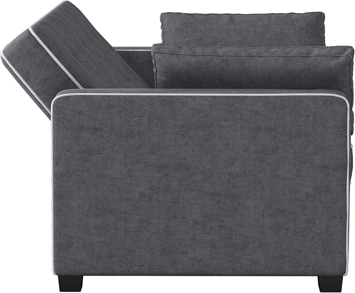 Grey Convertible Sofa Bed with Pull-Out Sleeper