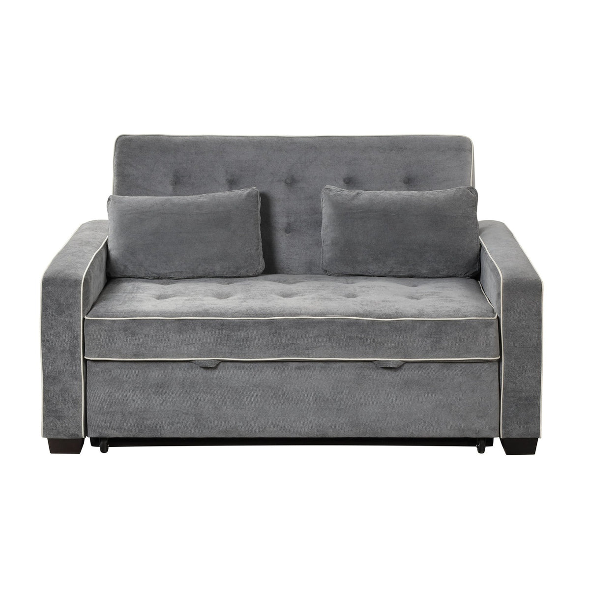 Grey Convertible Sofa Bed with Pull-Out Sleeper