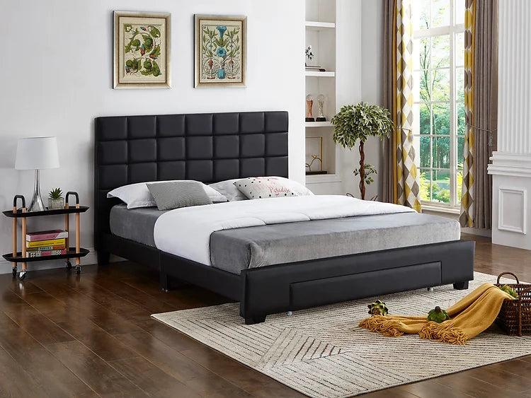 Comforto-Black Bed With Mattress 8"